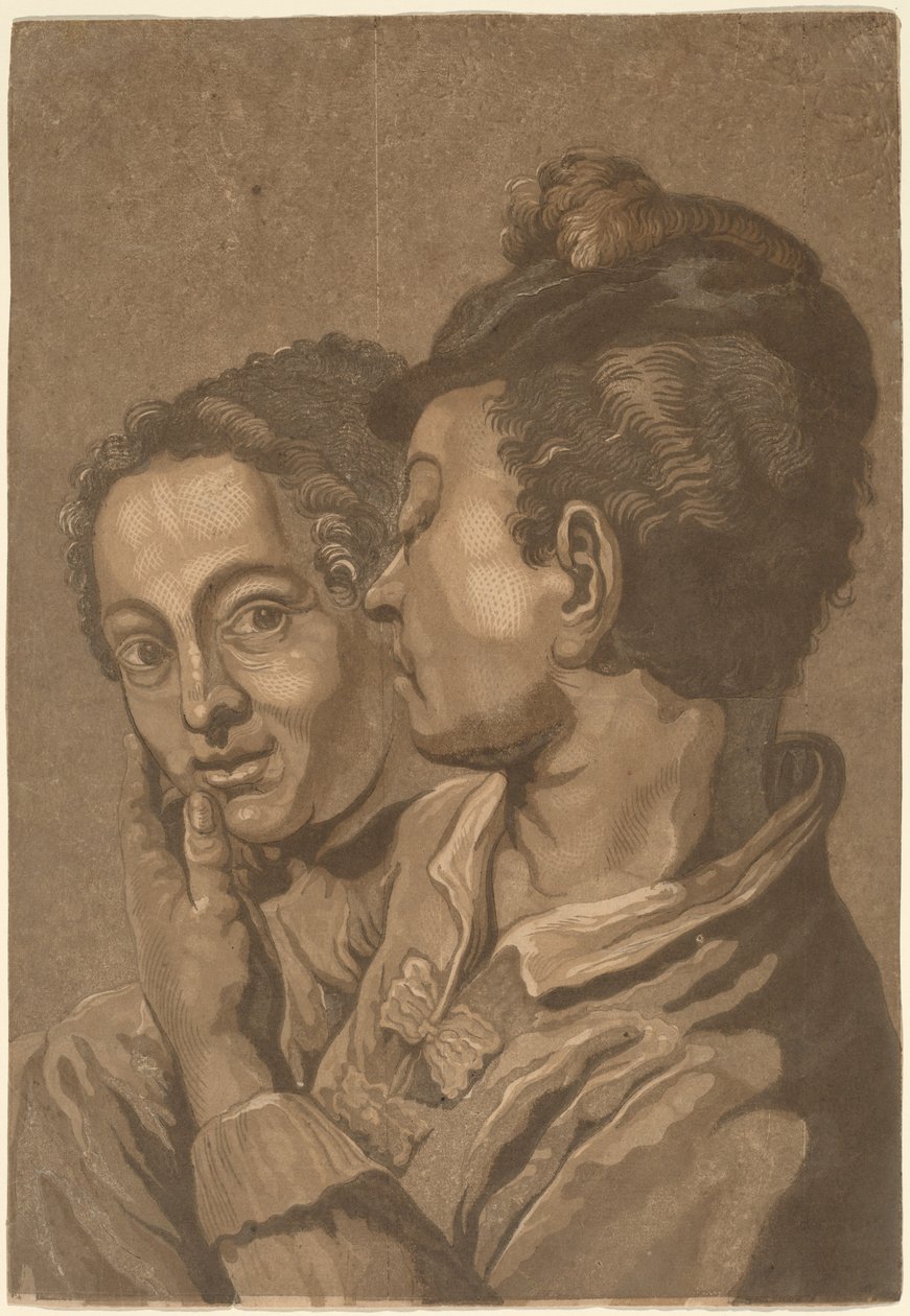 Två älskare av attributed to John Baptist Jackson, probably after Giovanni Battista Piazzetta