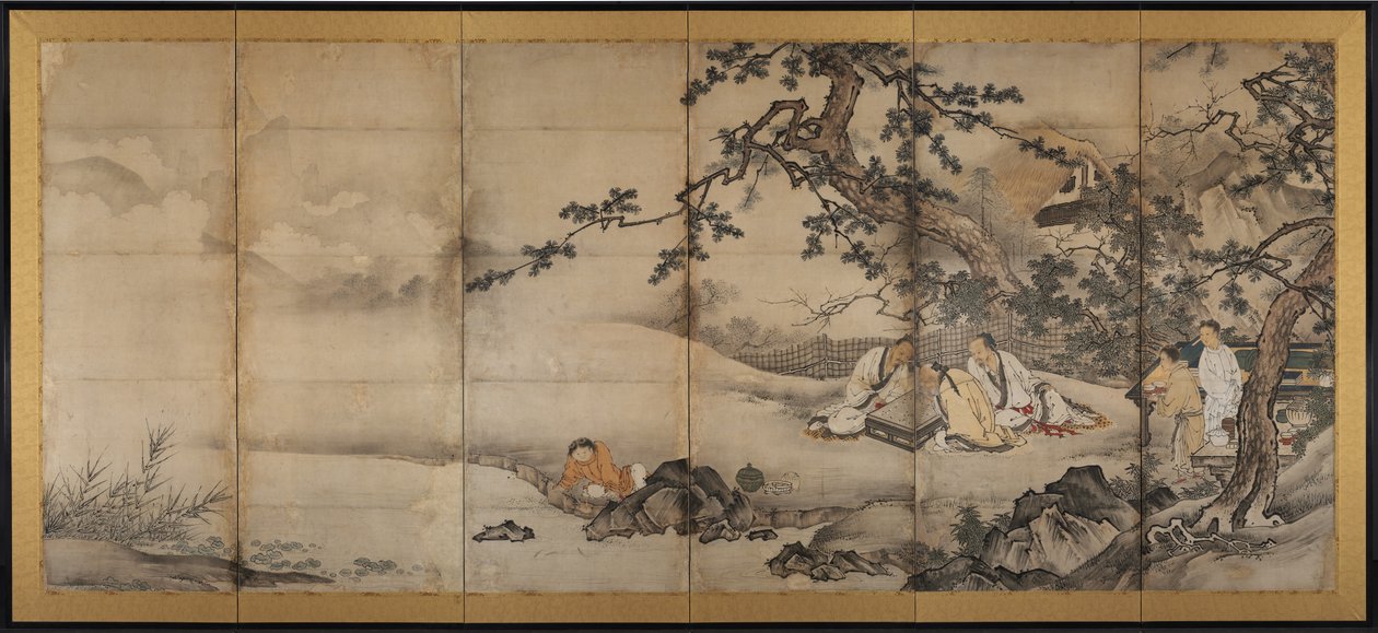 De fyra prestationerna av attributed to Kano Shōei