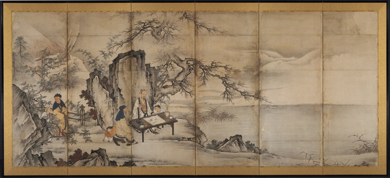 De fyra prestationerna av attributed to Kano Shōei