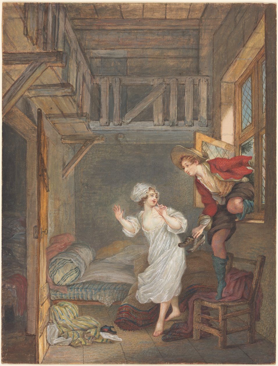 Älskarens besök av attributed to Pierre Antoine Baudouin