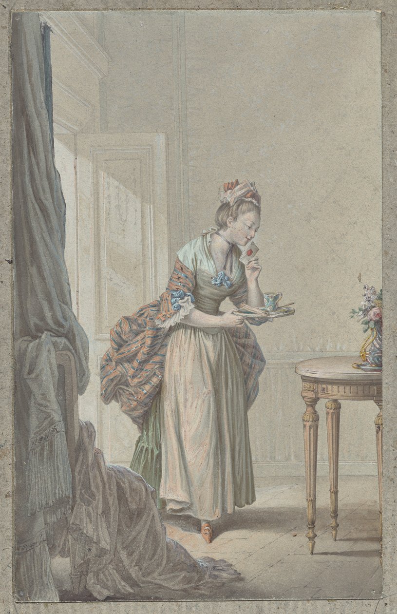 Kvinna med ett brev av attributed to Sigmond Freudeberg