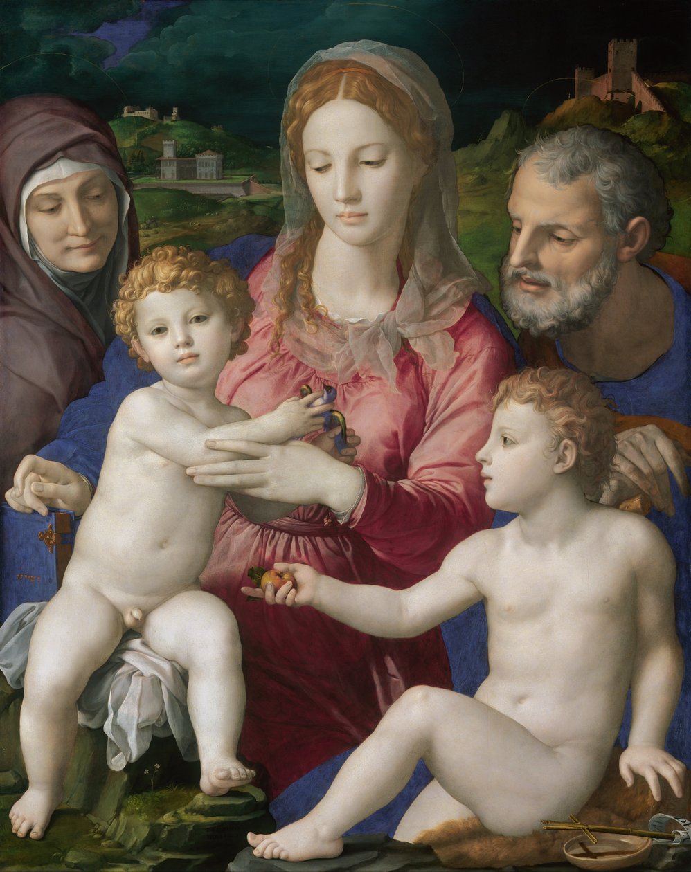 Holy Family with St. Anne and the Infant St. John av Agnolo Bronzino