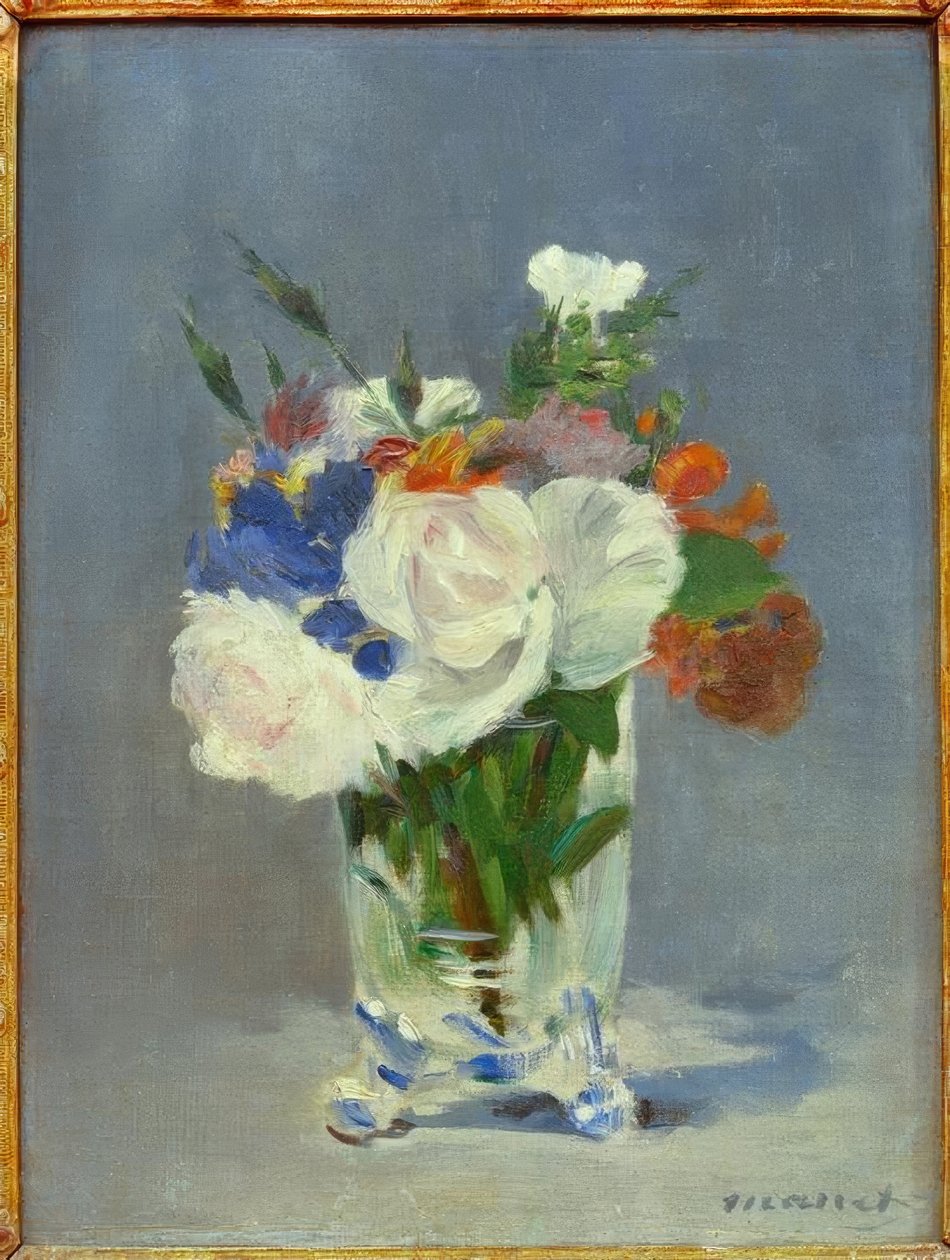 Blommor i en kristallvas av Édouard Manet