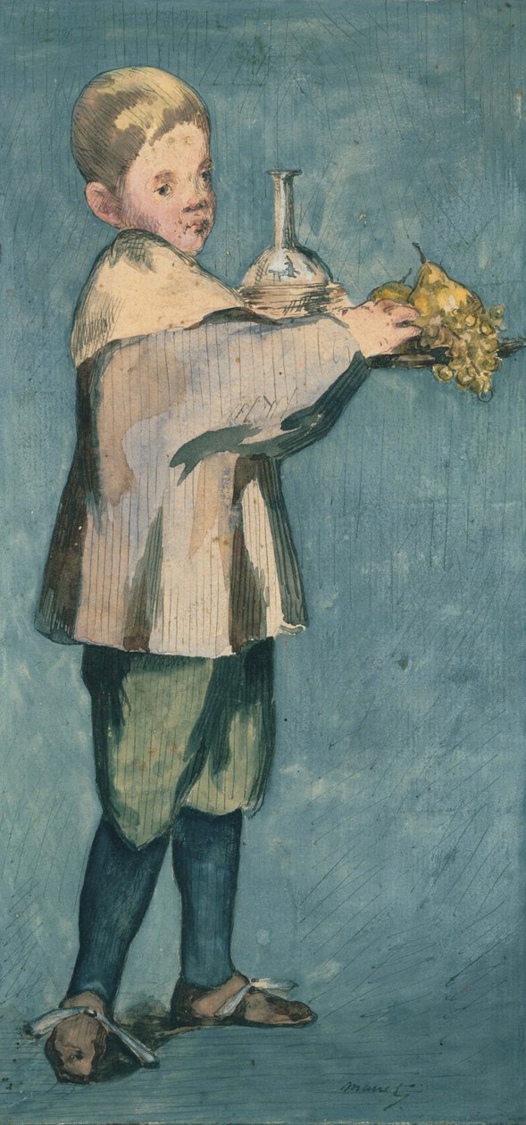 Boy Carrying a Tray (LEnfant portent un plateau) av Édouard Manet