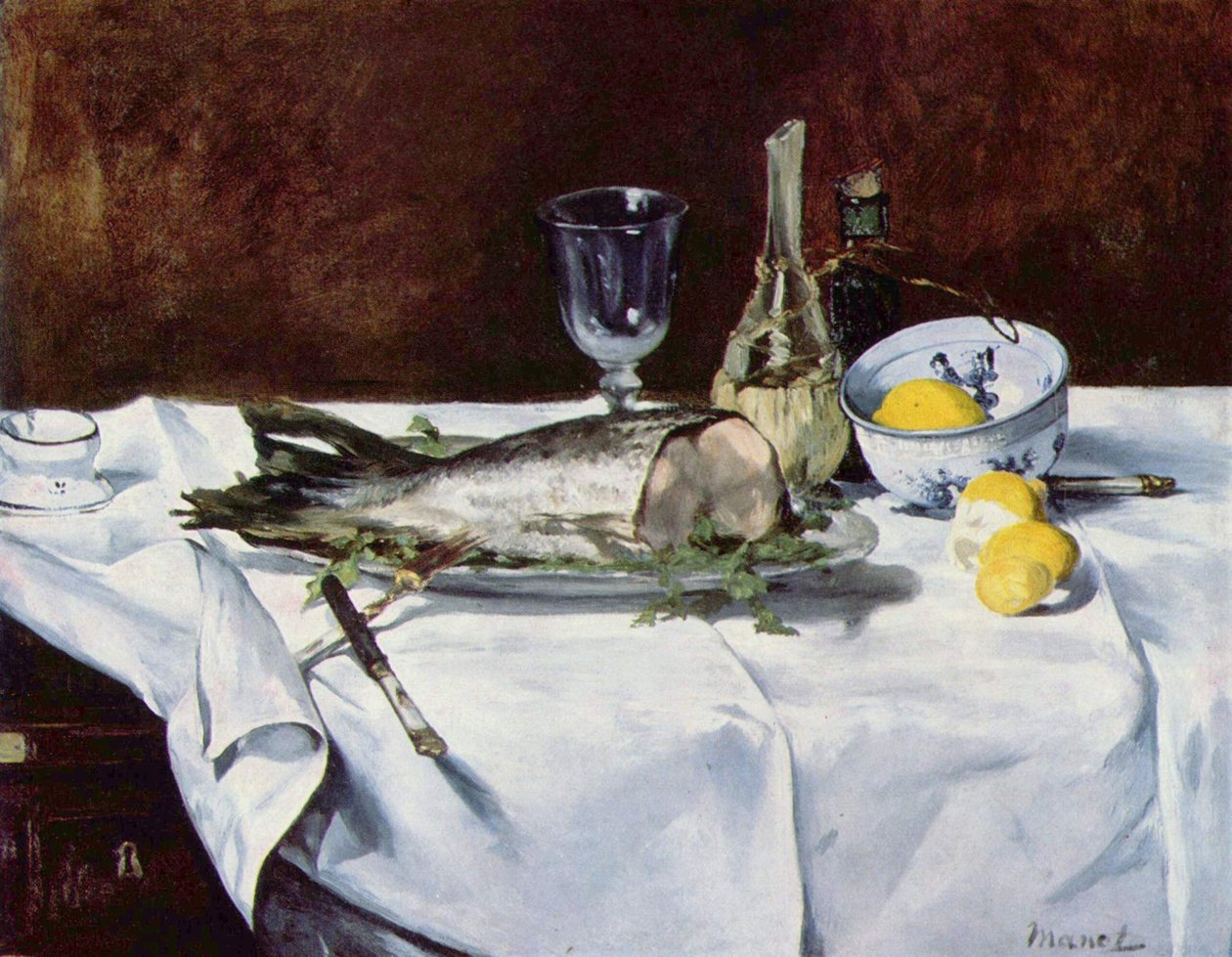 Stilleben mit Lachs av Édouard Manet
