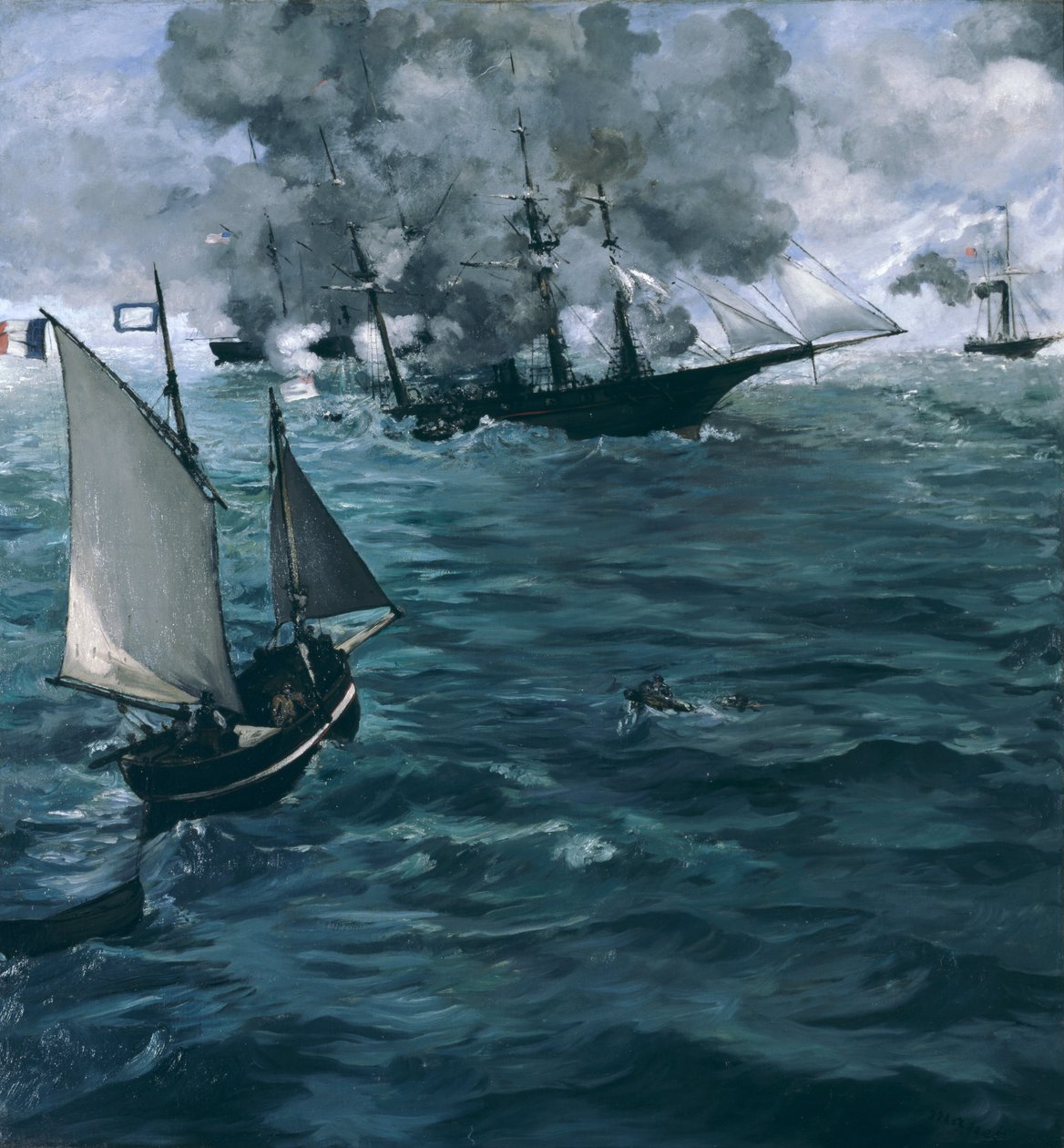 The Battle of the U.S.S. Kearsarge and the C.S.S. Alabama av Édouard Manet