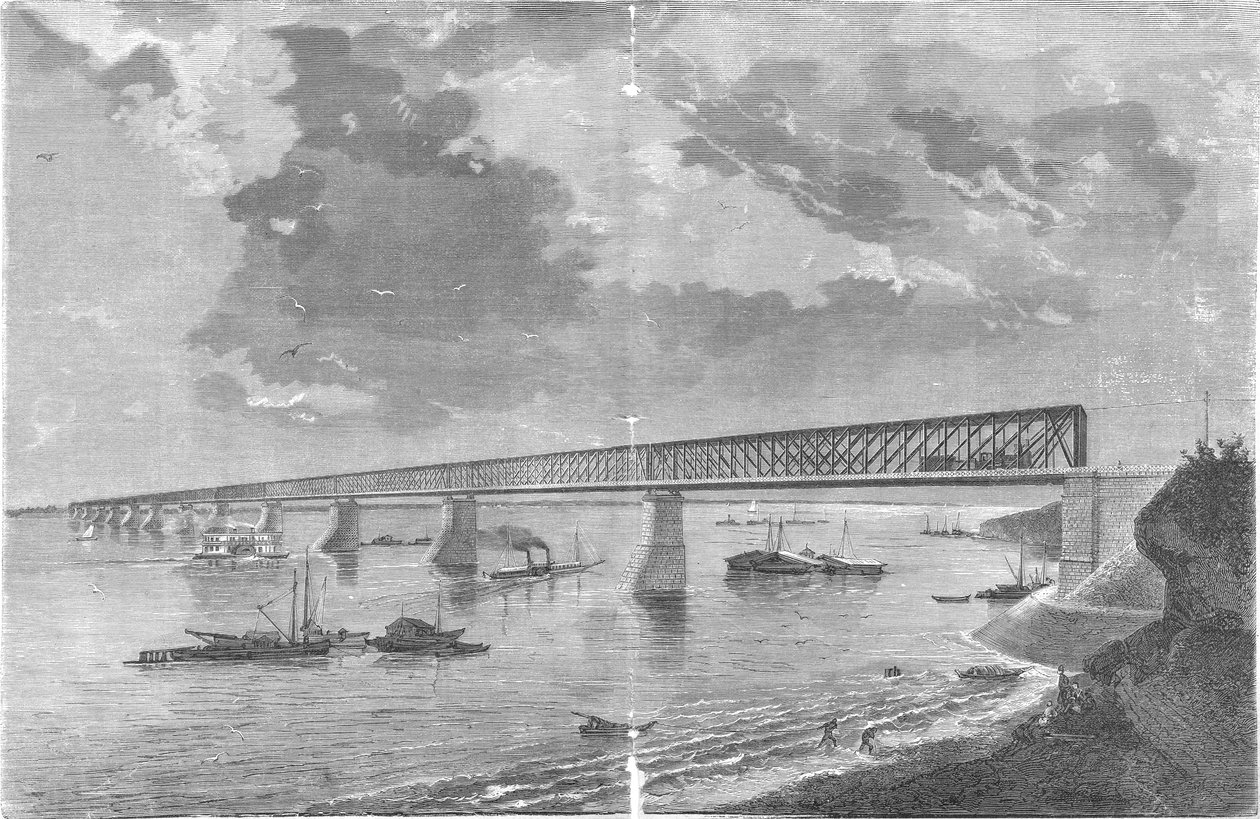 Syzranskiy Bridge (Alexandrowskiy bridge) after its opening in 1880 av engraving by M. Rashevskiy Photo by N. Karazin