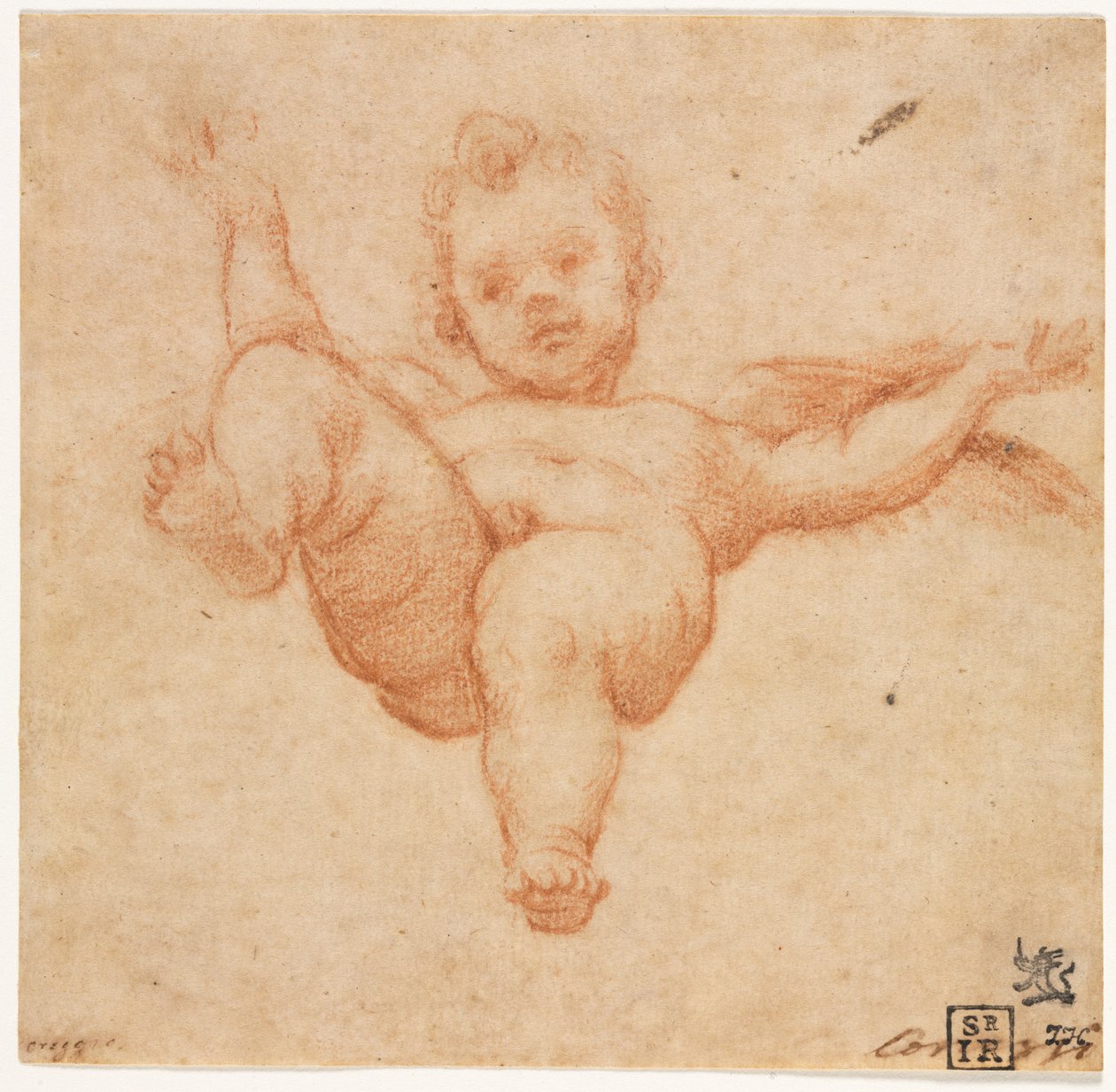 Flygande Amor av follower of Annibale Carracci