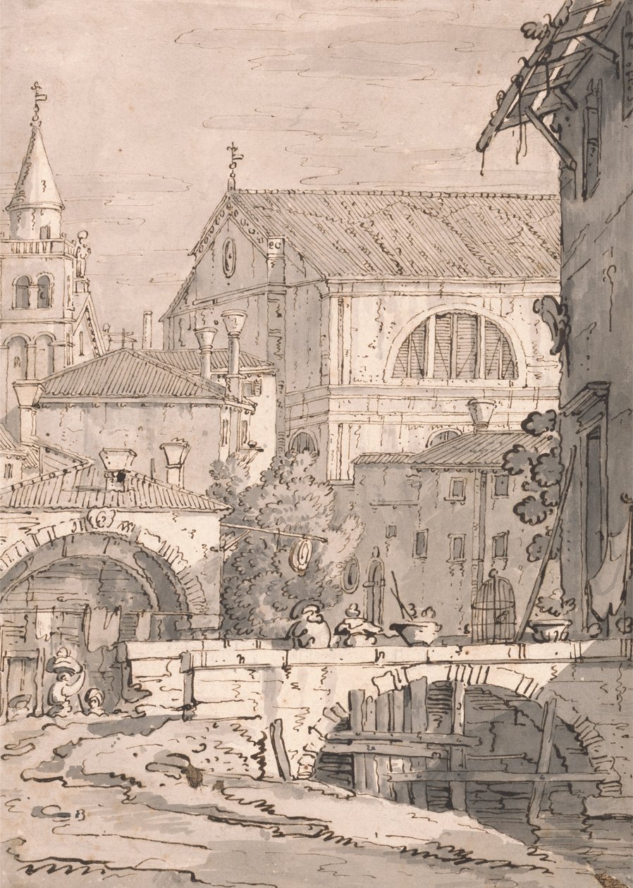 Venetian Fantasy av imitator of Canaletto