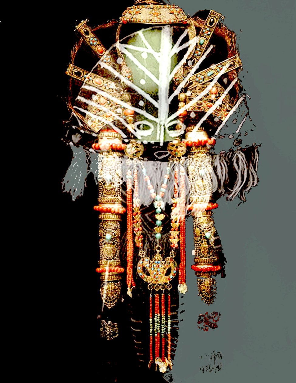 AFRICAN MASKS COLLAGE, 2018 (blandteknik) av linda arthurs