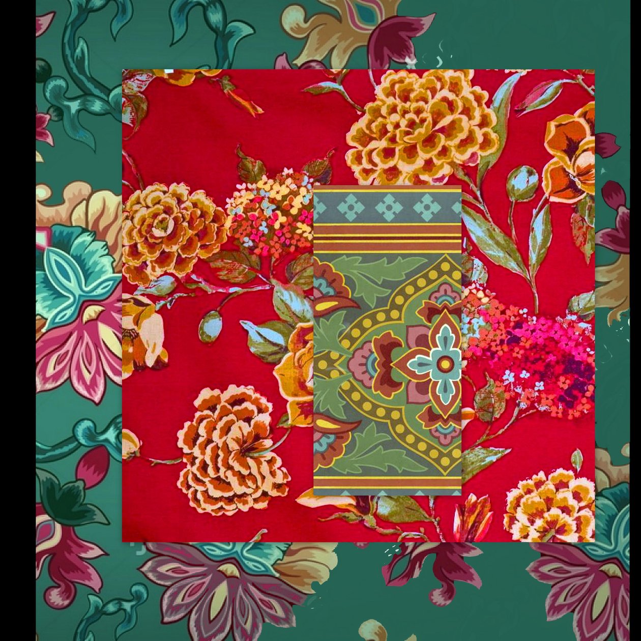 MIXED FLORAL COLLAGE, 2018 (blandteknik) av linda arthurs