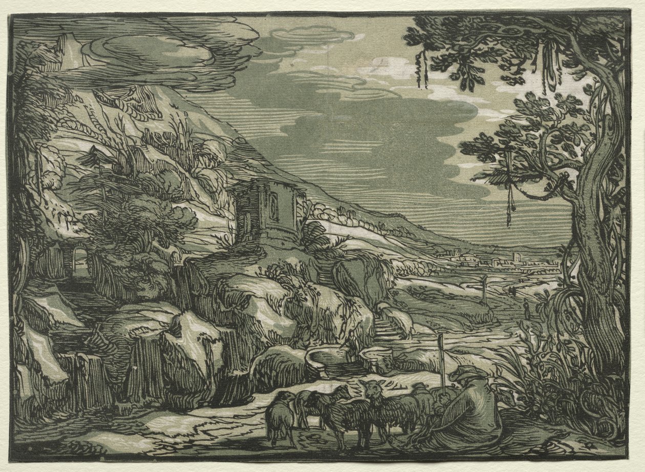 Arkadiskt landskap av possibly after Esaias van de Velde