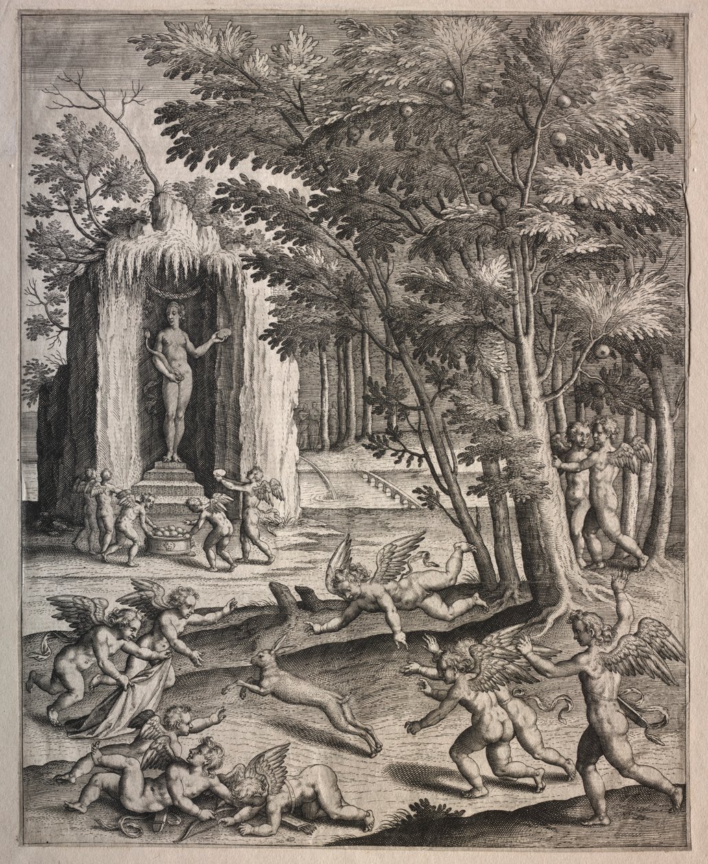 Cupids på lek av possibly by Hieronymus Wierix