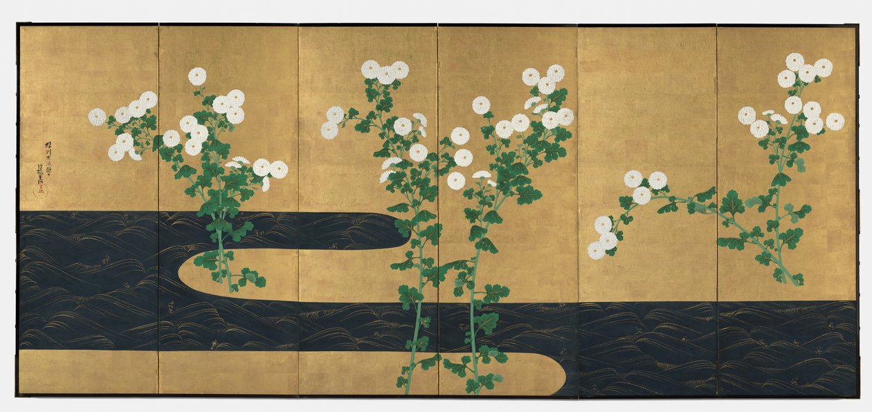 Krysantemum vid en bäck av possibly by Ogata Kōrin