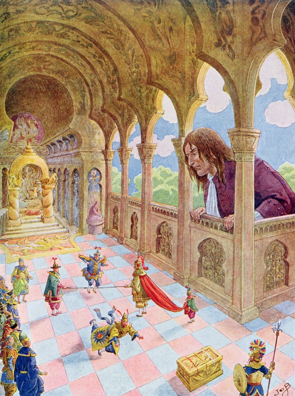 Gulliver vid Lilliput, illustration från en fransk utgåva av 