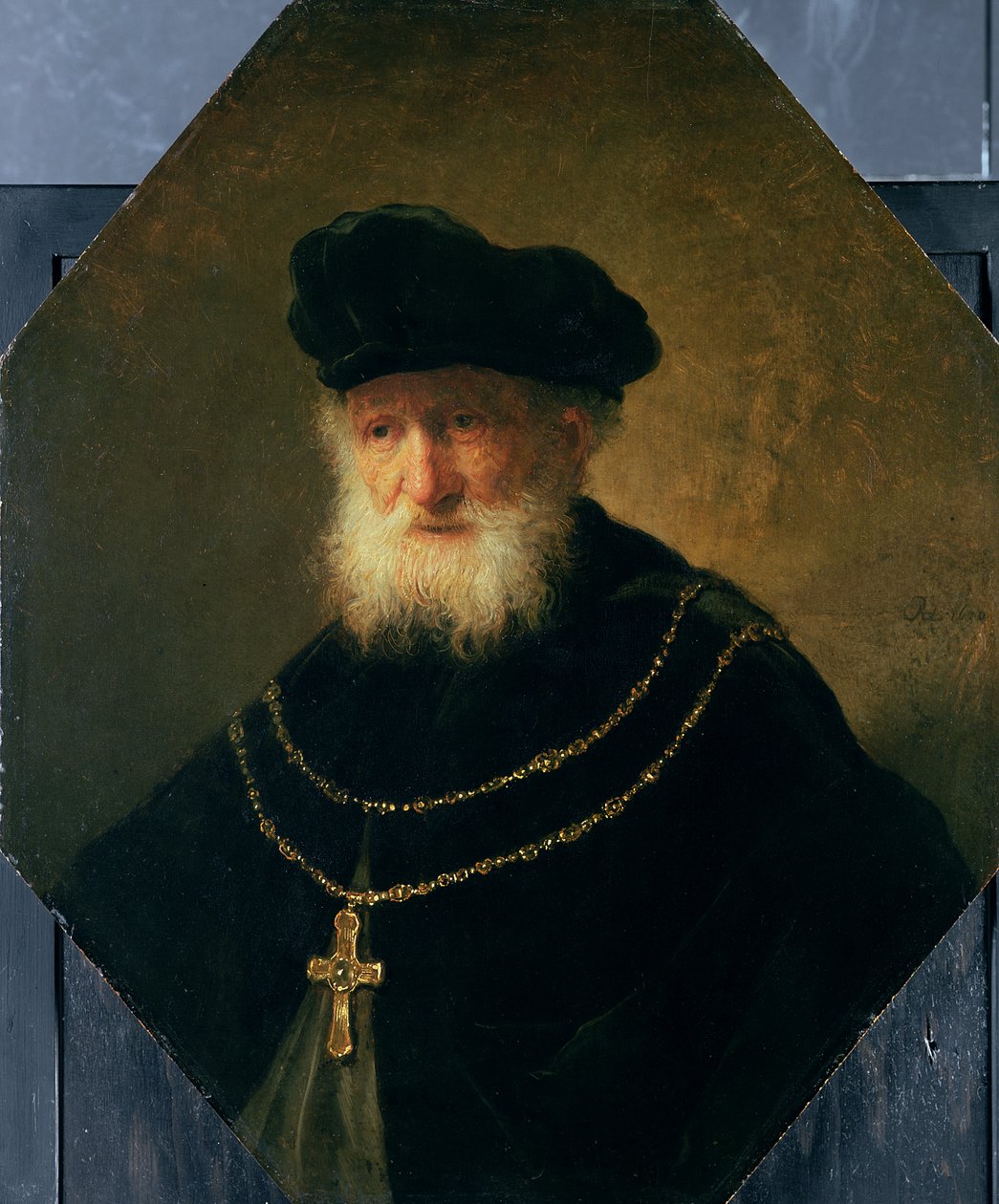 Head of an Old Man wearing a Cross, 1630  av studio of Rembrandt Harmensz. van Rijn