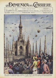 En scen från bombningen av Milano