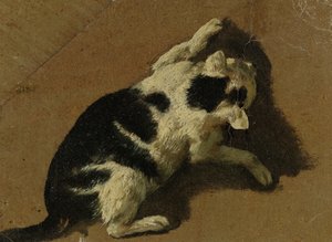 Katt som leker (penselteckning)