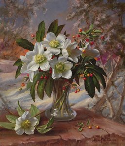 A296 Blommor i ett vinterglöd (panel)
