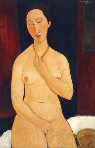 Sitter naken med halsband, 1917