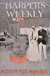 Affisch som annonserar Harpers Weekly, midsommarnummer