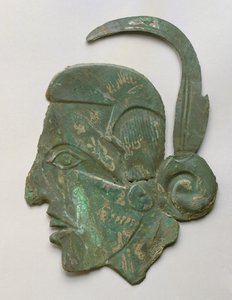 Repousse mansprofil, Caddoan, Spiro, 1200-1350 (koppar)