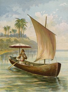 Robinson Crusoe seglar i sin båt