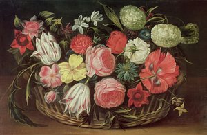 Blommor i en korg