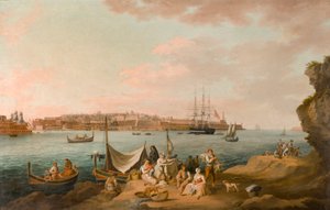 Harbour Scene, Malta (olja på kort)