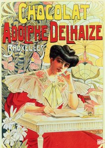 Affischreklam för Adolphe Delhaize Chocolate, ca 1900