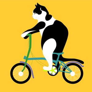 Katt på en Brompton-cykel
