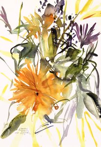 Ringblomma och andra blommor, 2004 (akvarell)