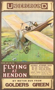 "Flying at Hendon", en reklamaffisch, 1914