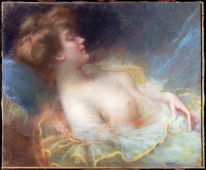 Ung kvinna som sover (pastell)