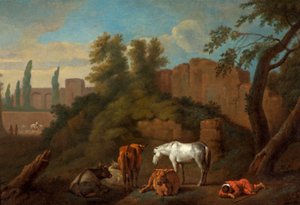 Landskap med en sovande pojke, ca 1650