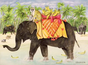 Elephants with Bananas, 1998 (akryl på duk)