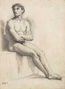 Man sitter, nakenstudie, 1858