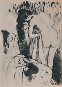 Naken kvinna dressing, c. 1890, 1946.