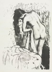 Naken kvinna som står och torkar sig, 1891-1892.