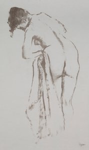 Naken kvinna med handduk, stående, 1891-92.