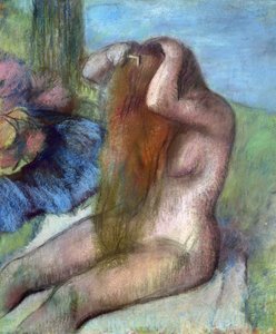 Kvinna som gör sitt hår, ca 1895 (pastell)
