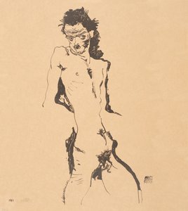 Naken självporträtt av män, 1912.