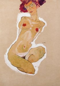 Hukande naken kvinna, 1910