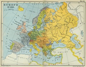 Karta över Europa 1910 (färg litho)