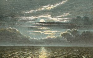 Hav på natten med fullmåne