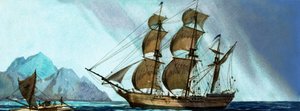 Oidentifierat segelfartyg närmar sig en ö