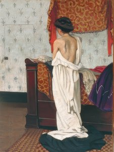 Ryggakt i en interiör. 1902