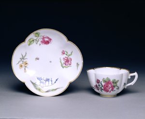 Kopp och fat, Vincennes, ca 1745-52 (porslin)