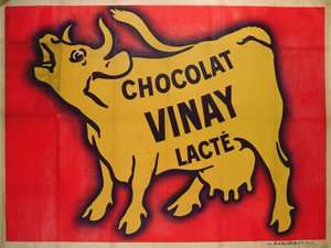 Affisch som reklamerar Vinay-choklad