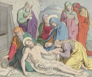 Jesus läggs i graven